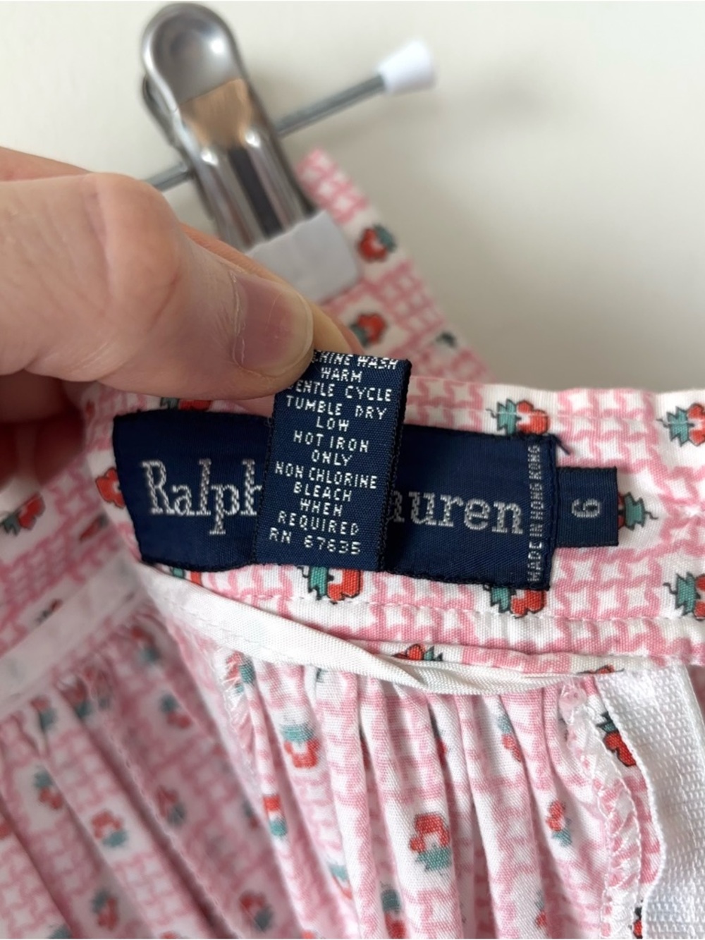 Vintage 80s Ralph Lauren Strawberry Print Skirt Size 6 Pocket Gathered Prairie - Picture 5 of 15